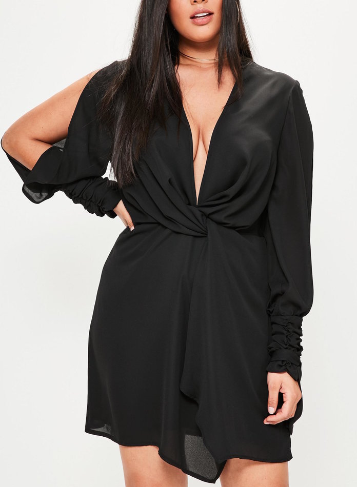 قليل black dress with arm slits