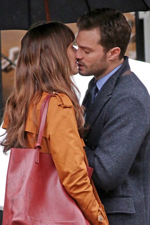 داكوتا Johnson and Jamie Dornan share an intimate moment on the set of the erotic movie 