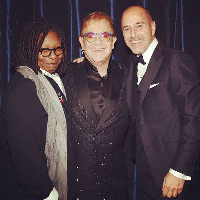 وبي Goldberg, Elton John, and Matt Lauer