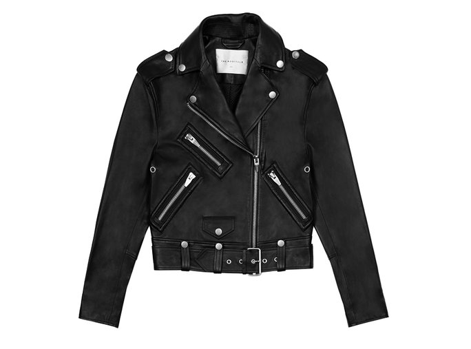 ا Black Leather Moto Jacket 