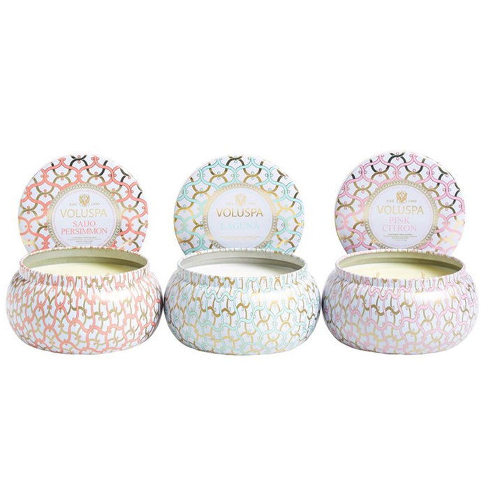 Voluspa Maison Blanc Two-Wick Tin Candle Trio 