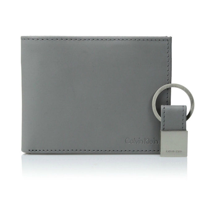 كالفين Klein Men's RFID Blocking Leather Bookfold Wallet With Key Fob