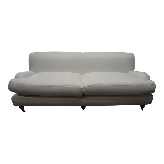 Обичај White Linen Upholstered Sofa 