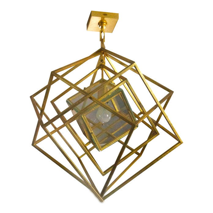 Геометријски Gold Cube Pendant 