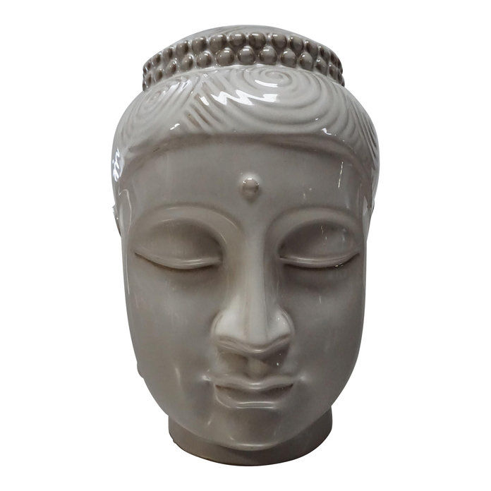 Светло Gray Ceramic Buddha Head 