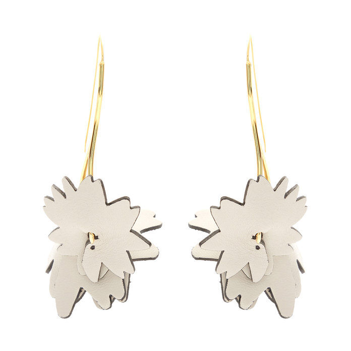 مارني Leather flower earrings