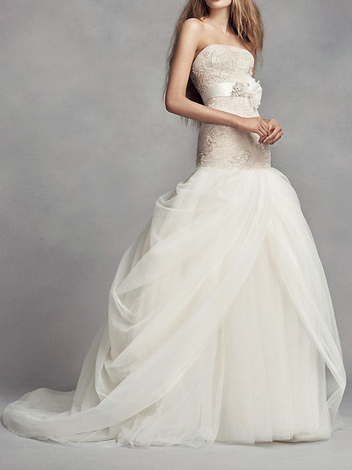 أبيض by Vera Wang Petite Tulle Wedding Dress