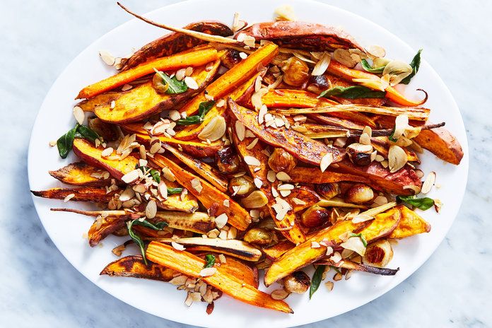 مشوي Root Vegetables with Brown Butter, Sage, and Almonds 