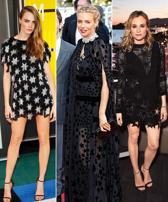 كارا Delevingne, Sienna Miller, Diane Kruger wearing the star dress trend