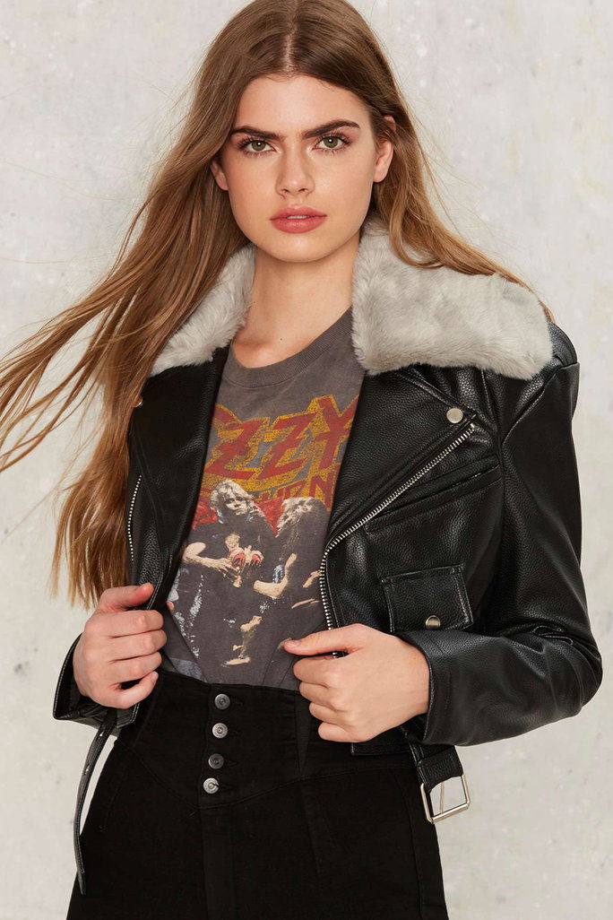 اركب It Out Vegan Leather Moto Jacket 