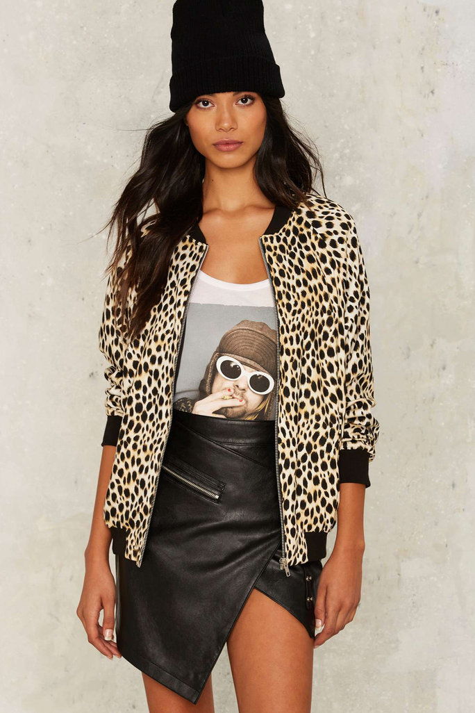 فندق صغير Come as You Are Cheetah Bomber Jacket 