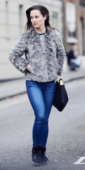 بيبا Best Outfits - faux fur jacket by French Connection