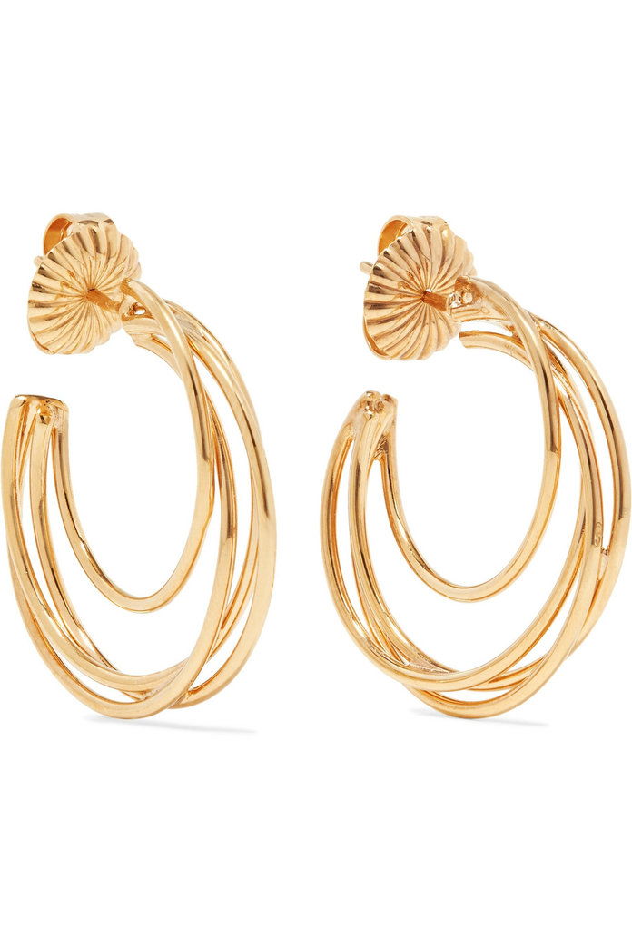 Линдсеи 14-karat gold-plated hoop earrings 