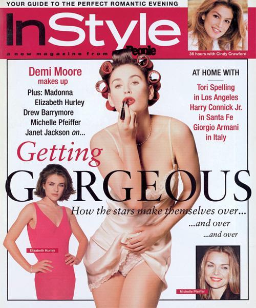 في الاسلوب Covers - February 1996, Demi Moore, Elizabeth Hurley, and Michelle Pfeiffer