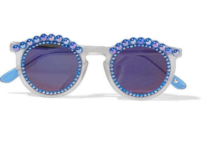 فريدا Banana Tosca round-frame embellished matte-acetate mirrored sunglasses