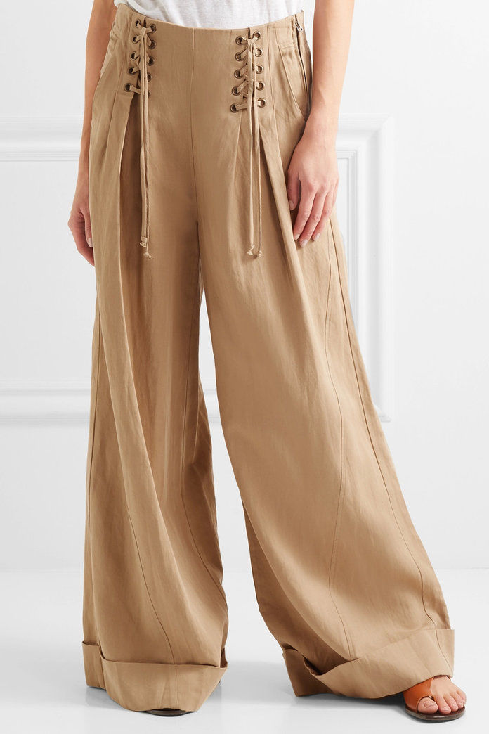 العلا Johnson Gaucho pleated broadcloth wide-leg pants