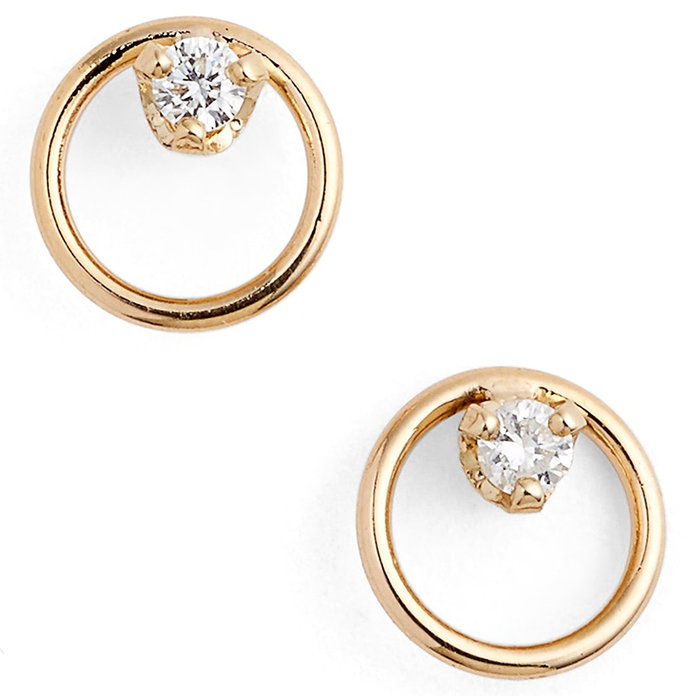 الماس Circle Stud Earrings 
