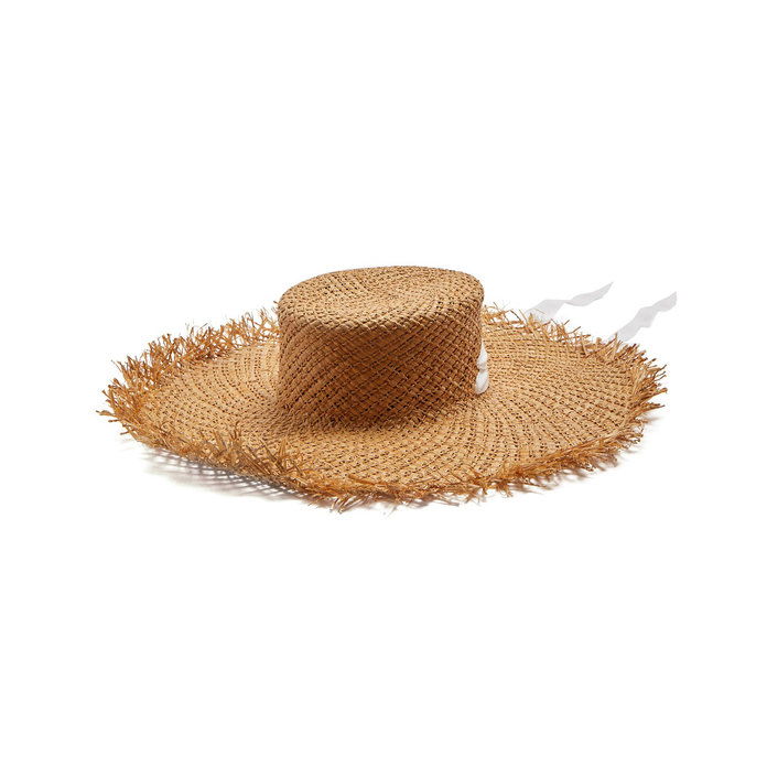 البص Lumen Tie Neck Straw Hat 