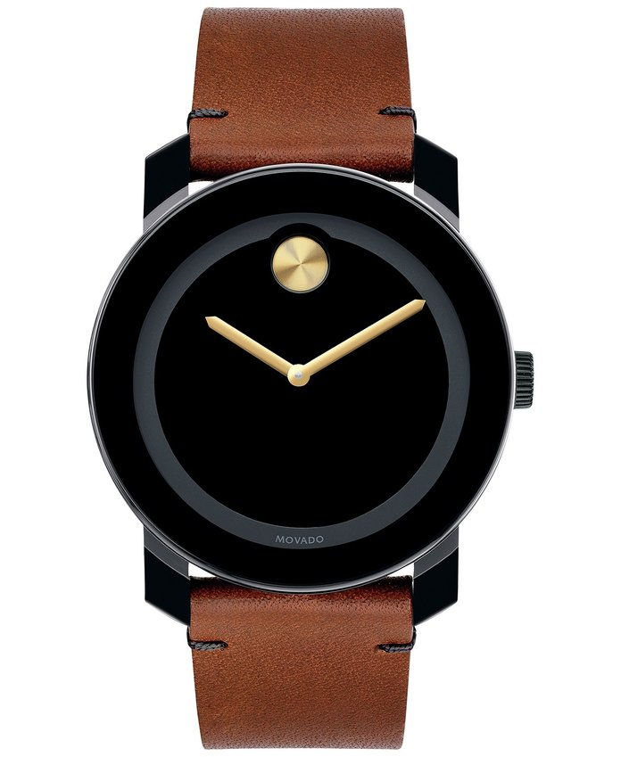 للجنسين Swiss Bold Rustic Brown Leather Strap Watch