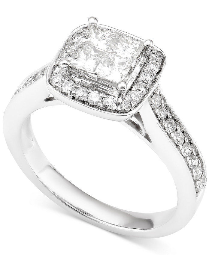 ميسي's Diamond Quad Cluster Halo Engagement Ring
