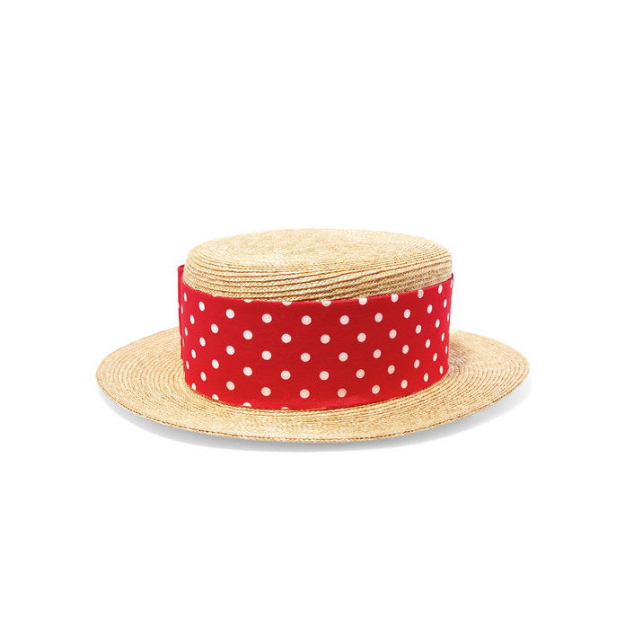 مياو Miu Red Polka Dot Ribbon Hat 